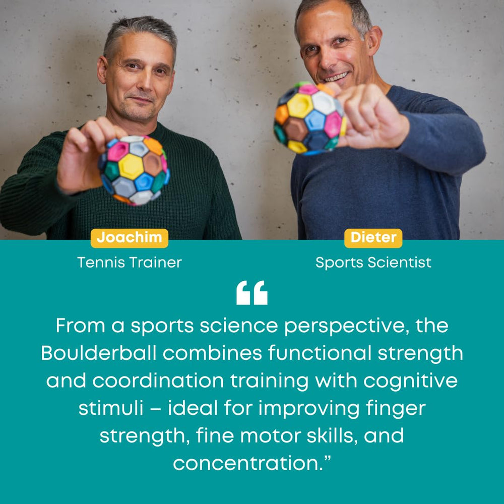 BOULDER BALL enhances concentration and creativity through tactile problem solving
