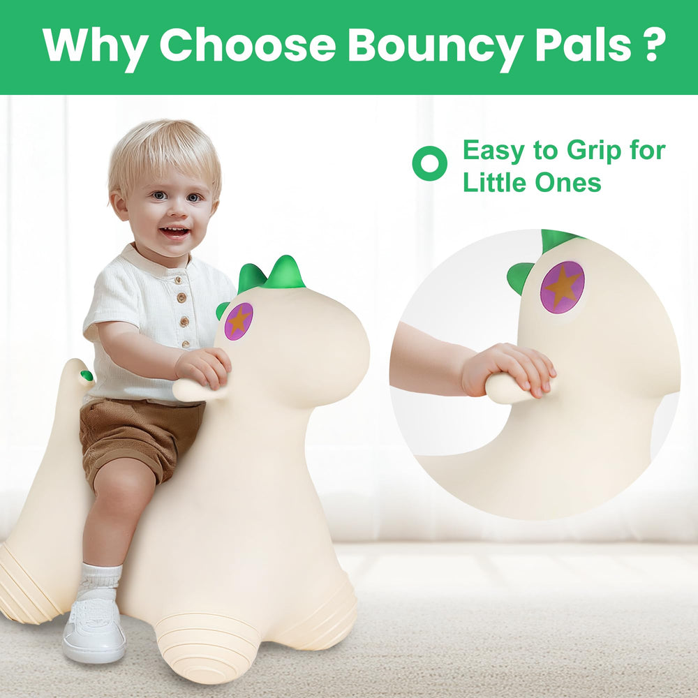 Bouncy Pals Dinosaur Hopping Horse inflation step enabling quick setup.