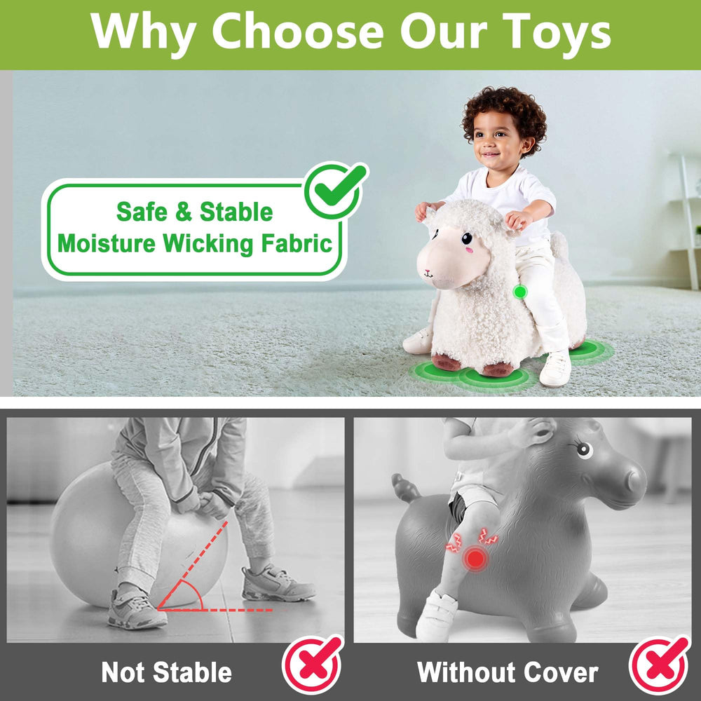 Bouncy Pals Sheep Hopper offers kid-friendly grip and stable bouncing