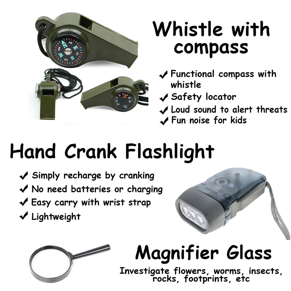 Box O' Mart lensatic compass teaching basic navigation on outdoor trips.