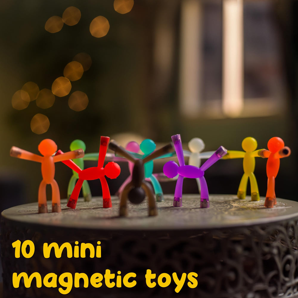 Boxgear bendable humanoid magnets in bright colors for stackable fun.