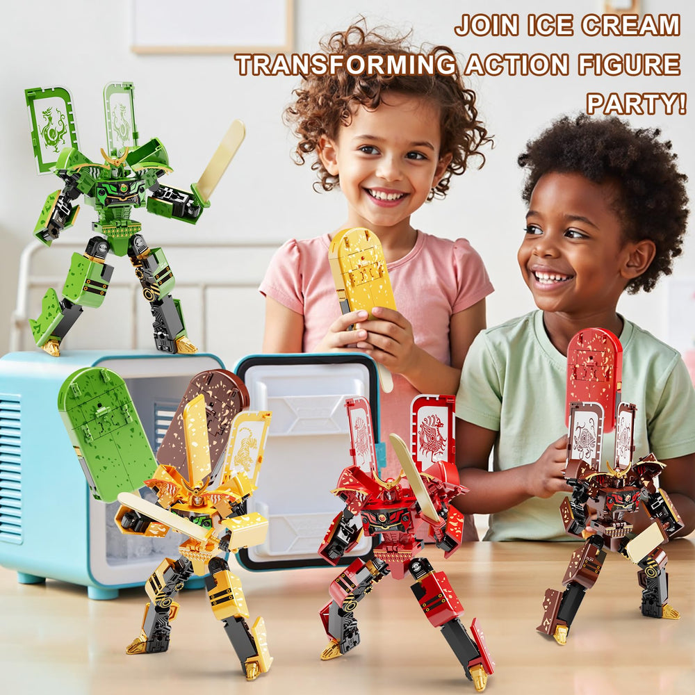 Bozobo ice cream transforming toy robot transformation demonstrates quick two-in-one change