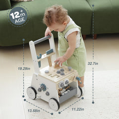 bpmfkid wooden baby push walker storage compartment keeps accessories organized