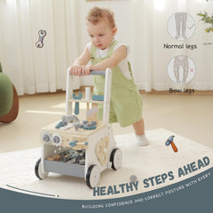 bpmfkid wooden baby push walker tools closeup shows hands-on pretend play