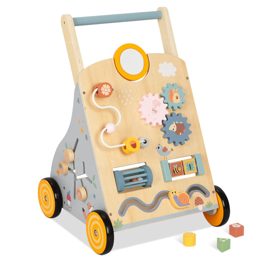 bpmfkid wooden baby walker with adjustable height supports early steps
