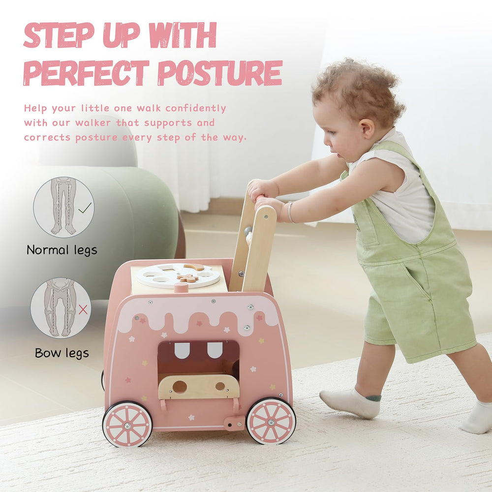 Bpmfkid wooden walker shows lollipop gear for interactive play and learning.