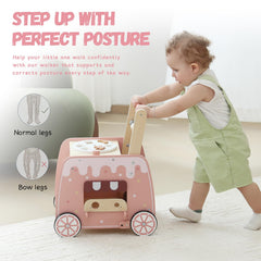 Bpmfkid wooden walker shows lollipop gear for interactive play and learning.