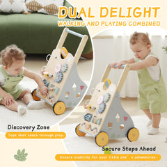 bpmfkid wooden walker featuring educational gears and activities to spark curiosity