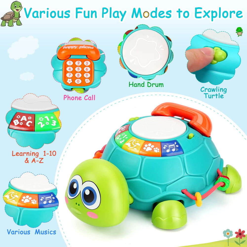BQU Musical Turtle ABC and 123 mode engages early learning.
