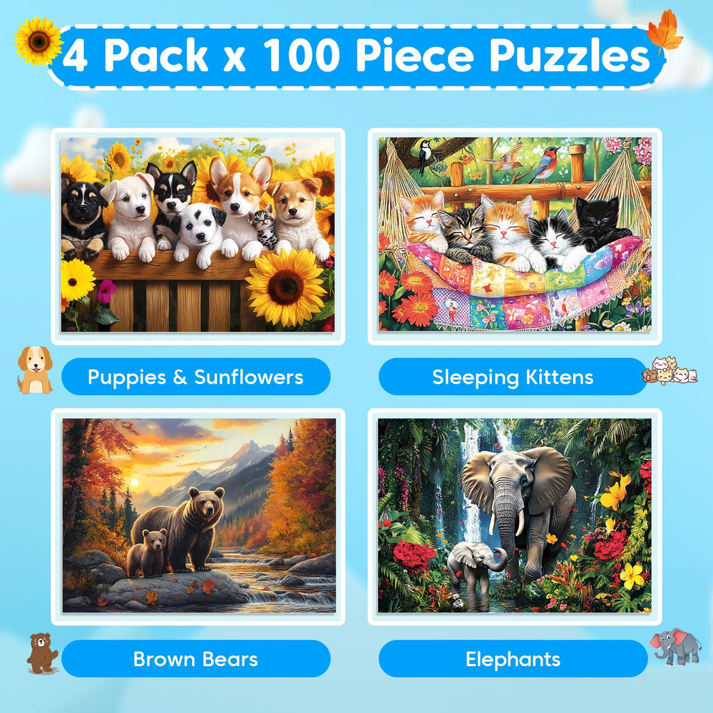 Bractowa 4-Pack sleeping kittens puzzle promotes calm focus for kids and seniors