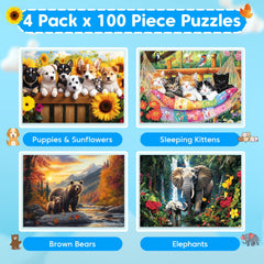Bractowa 4-Pack sleeping kittens puzzle promotes calm focus for kids and seniors