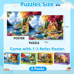 Bractowa Autumn Forest Cabin puzzle with easy handling large pieces