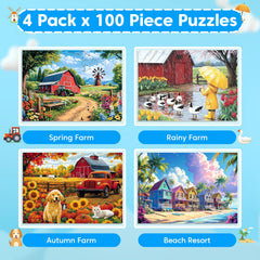 Bractowa Rainy Farm 100-piece puzzle with vivid colors for focused play