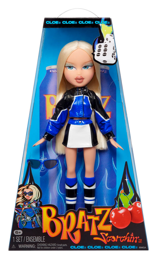 Bratz Scorchin' Cloe doll wearing cobalt jacket ready for bold fashion looks.