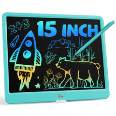 Bravokids 15-inch LCD writing tablet blue front view for vivid drawing.