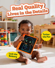 Bravokids Doodle Pad 12in Orange back view, sturdy design ready for repeated use.
