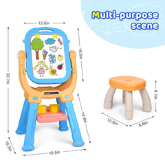Breibowski easel with attached stool provides a comfy workspace for kids.