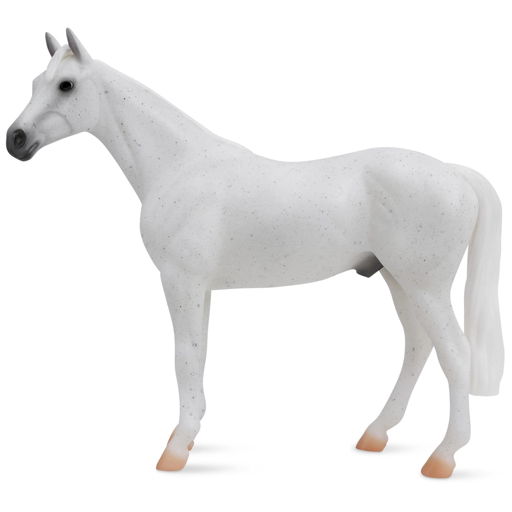 Breyer Freedom Series Fleabitten Grey Thoroughbred figure with hand-painted detail for realistic play and display