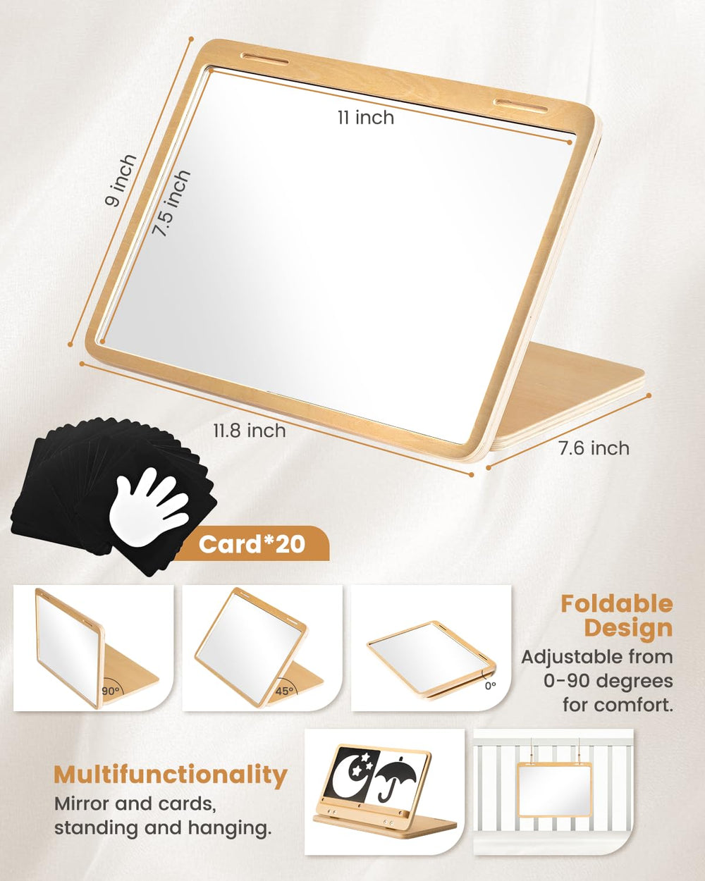 Brezlio large floor mirror provides a wider view to support self-recognition and interaction.