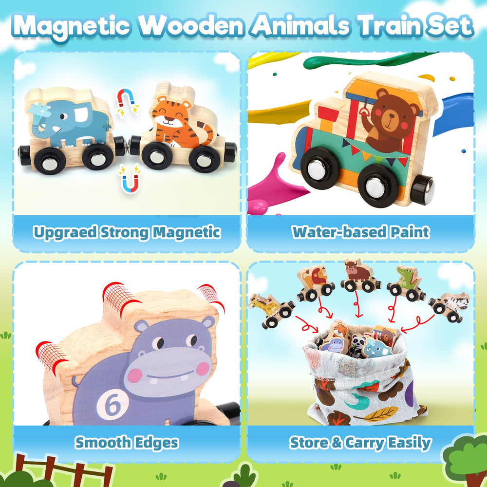 Brialice wooden train cars with easy grip for little hands.