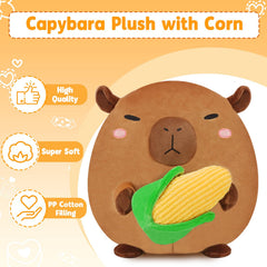 BRICHOEE Capybara plush on sofa for relaxed lounging.