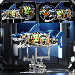 BRICK HAMBURG shark model with LED lighting for dramatic nighttime display