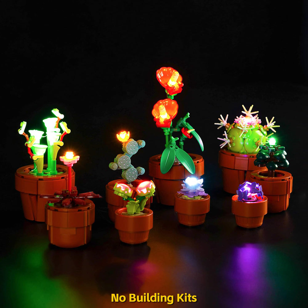 BrickBling cactus décor light kit brightens cactus details for LEGO Tiny Plants.