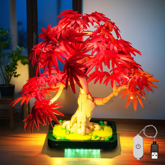 BrickBling LED light for 10348 Red Maple Bonsai setup, enhancing display realism.