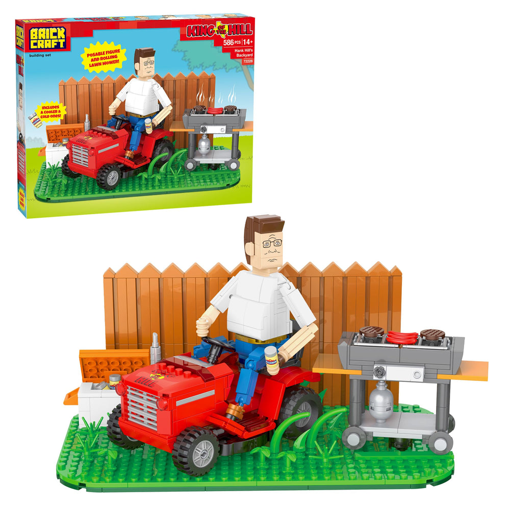 BrickCraft Hank Hill lawn mower close-up for durable, detailed display.