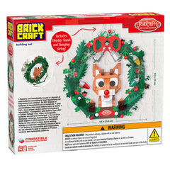 Brickcraft holiday kit packaging highlights an officially licensed Rudolph theme.