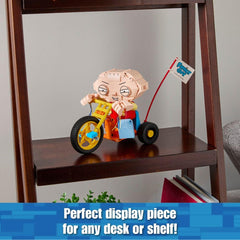Brickcraft Stewie display-ready figure for desks and shelves.