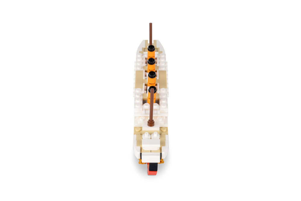 Bridge deck detail on the Brick Loot Titanic model highlighting iconic features.
