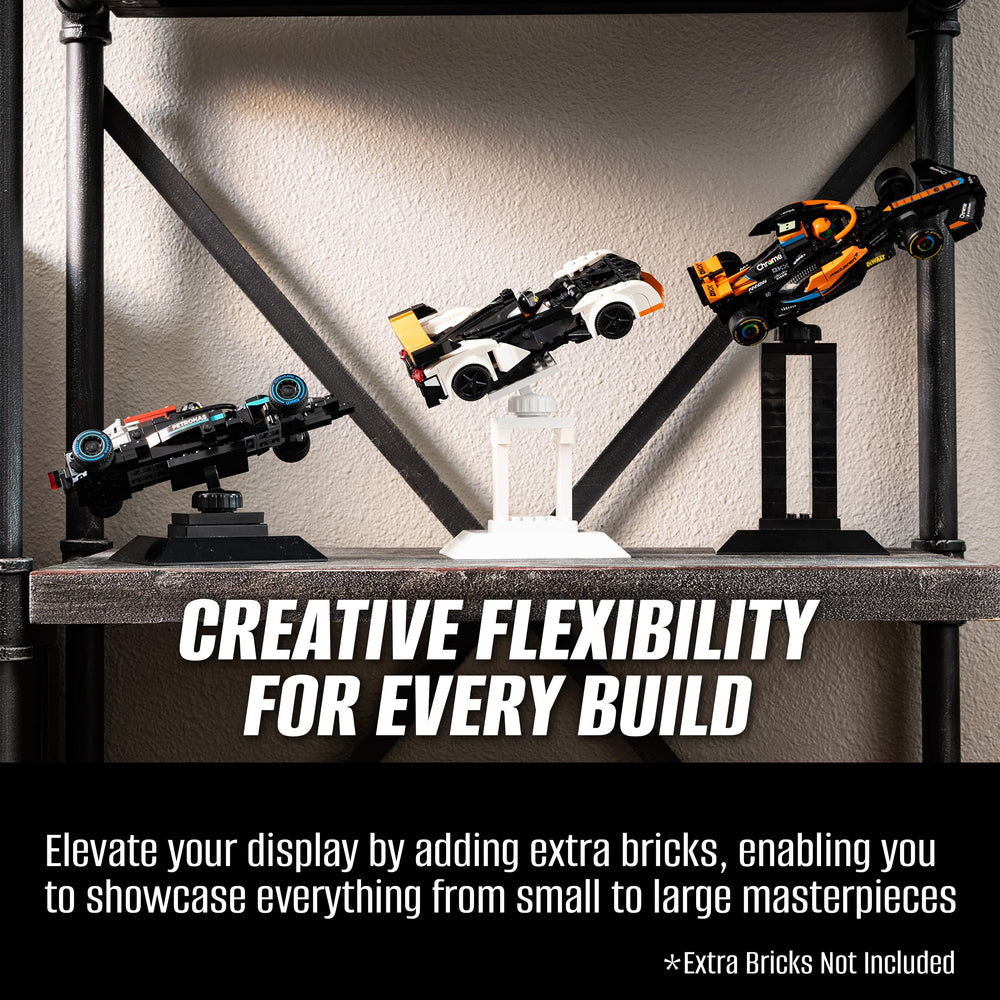 Brickmaster Displays durable ABS plastic provides sturdy support for large builds.