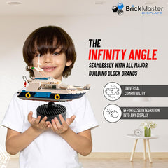 Infinity 360 four point seven five inch platform supports LEGO builds.