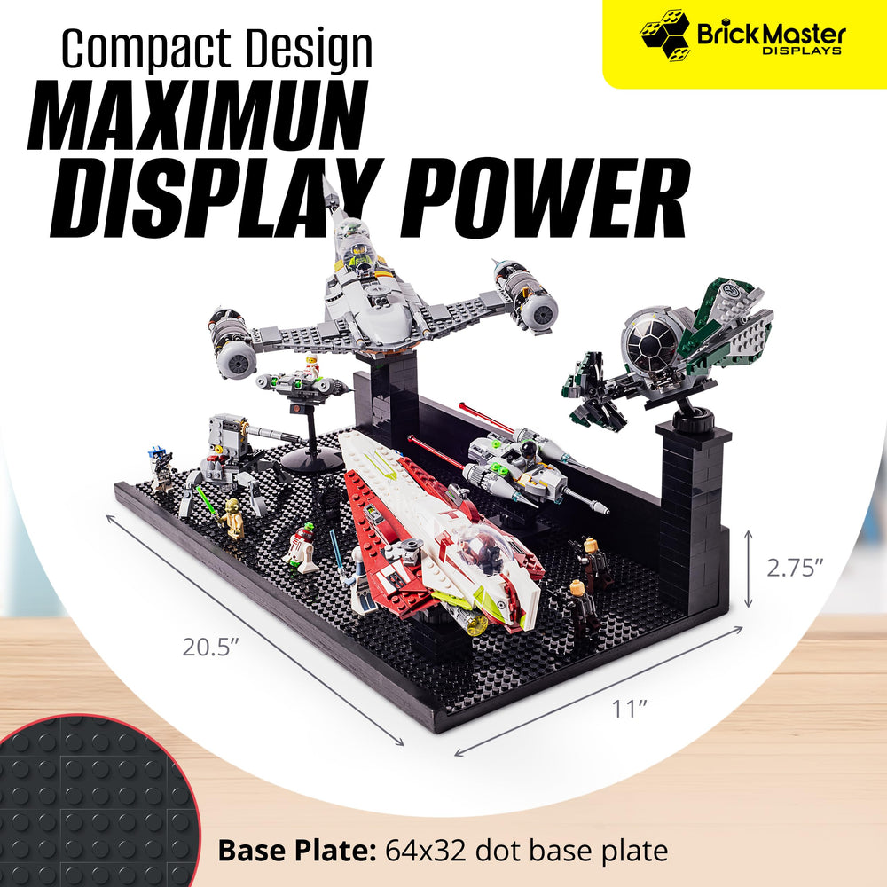 Brickmaster Displays XL wall-mounted shelf securely displays brick collections
