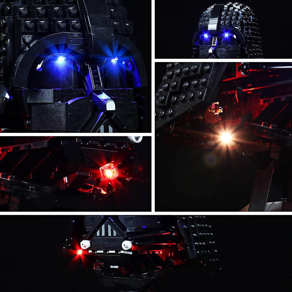 BRICKSHINING Darth Vader helmet lighting-assembly highlights contours and depth.