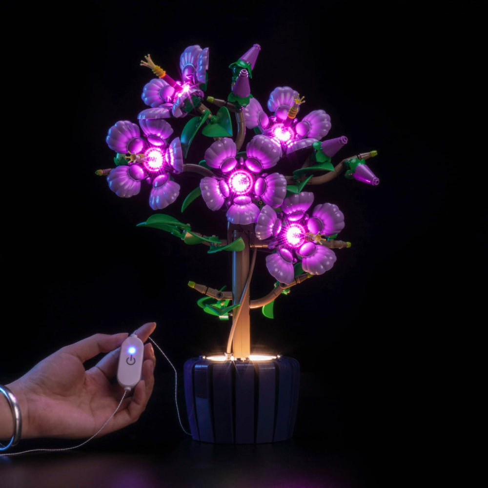 Brickshining Hibiscus LED lighting side view showing depth in Botanicals Hibiscus display