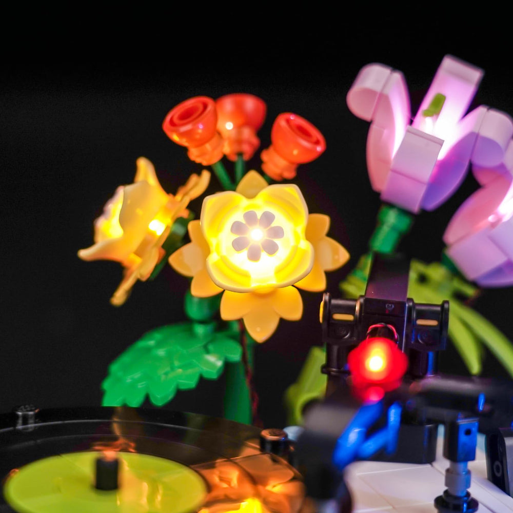 Brickshining easy installation for Record Player with Flowers 31172 keeps cables hidden.