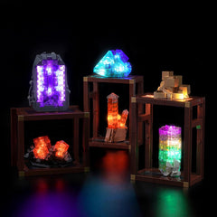 Brickshining lights for 21362 Mineral Collection brighten shelves and showcase details