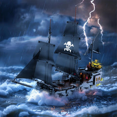 BrickTribe pirate ship kit anchors and masts, ready for safe voyages.