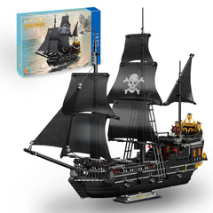 BrickTribe pirate ship kit with 1424 pieces, ideal for display and hands-on building.