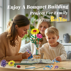 BrickTribe rose and baby's breath buildable bouquet creates a tactile centerpiece