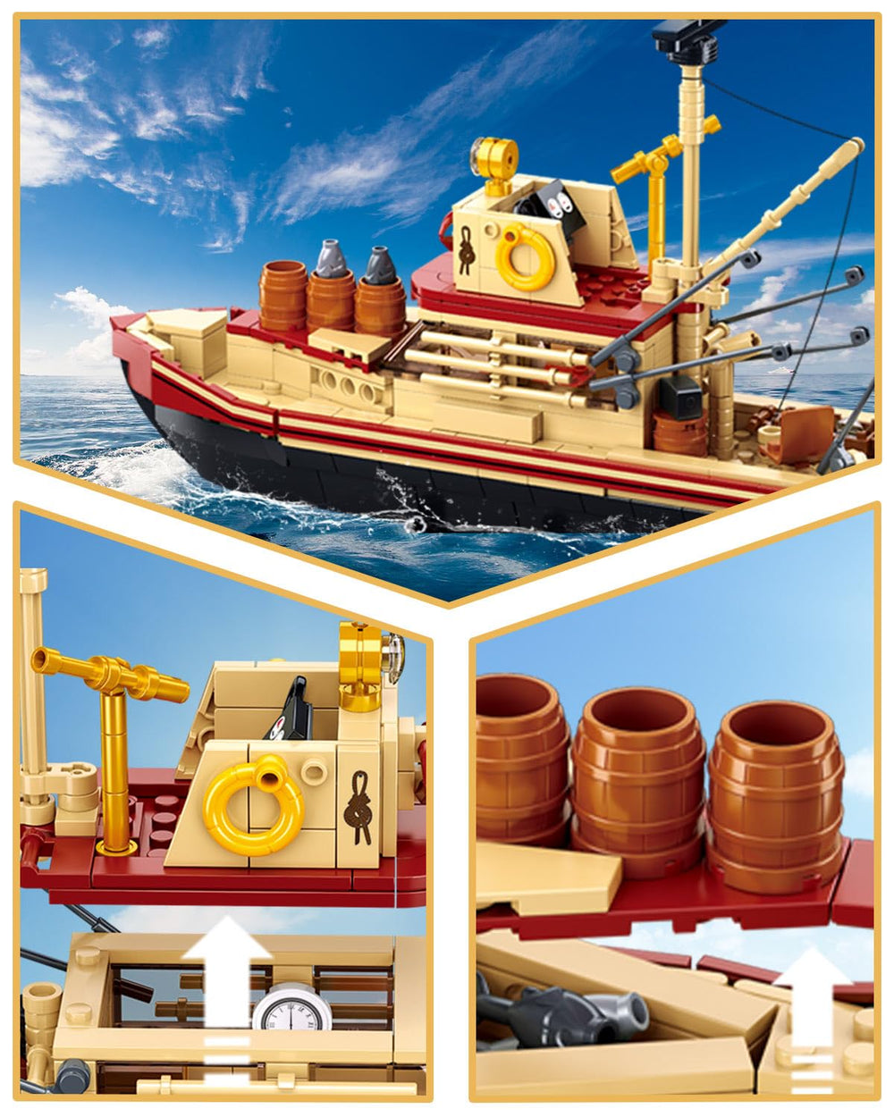 BrickTribe three fishermen minifigures enabling narrative play and scenes