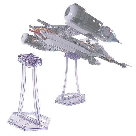 BrickVisions display stand for LEGO Tie Fighter, angled 15° view for dynamic display