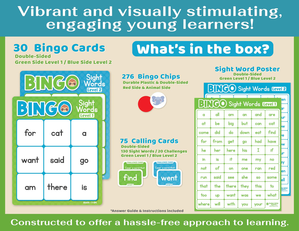 Bright Seed Games bingo calling cards for interactive practice