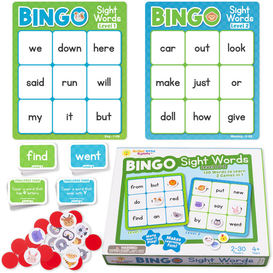 Bright Seed Games sight words bingo cards for engaging early reading