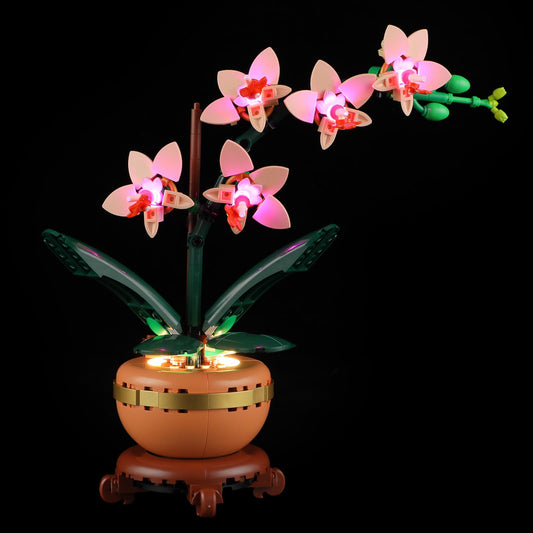 BRIKSMAX 2.0 Mini Orchid front view with vivid LED lighting for display