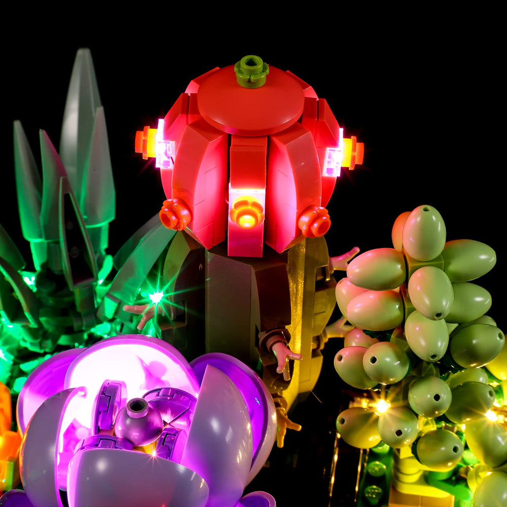 BRIKSMAX LED lighting kit for LEGO 10309 Succulents glow enhances the model mood