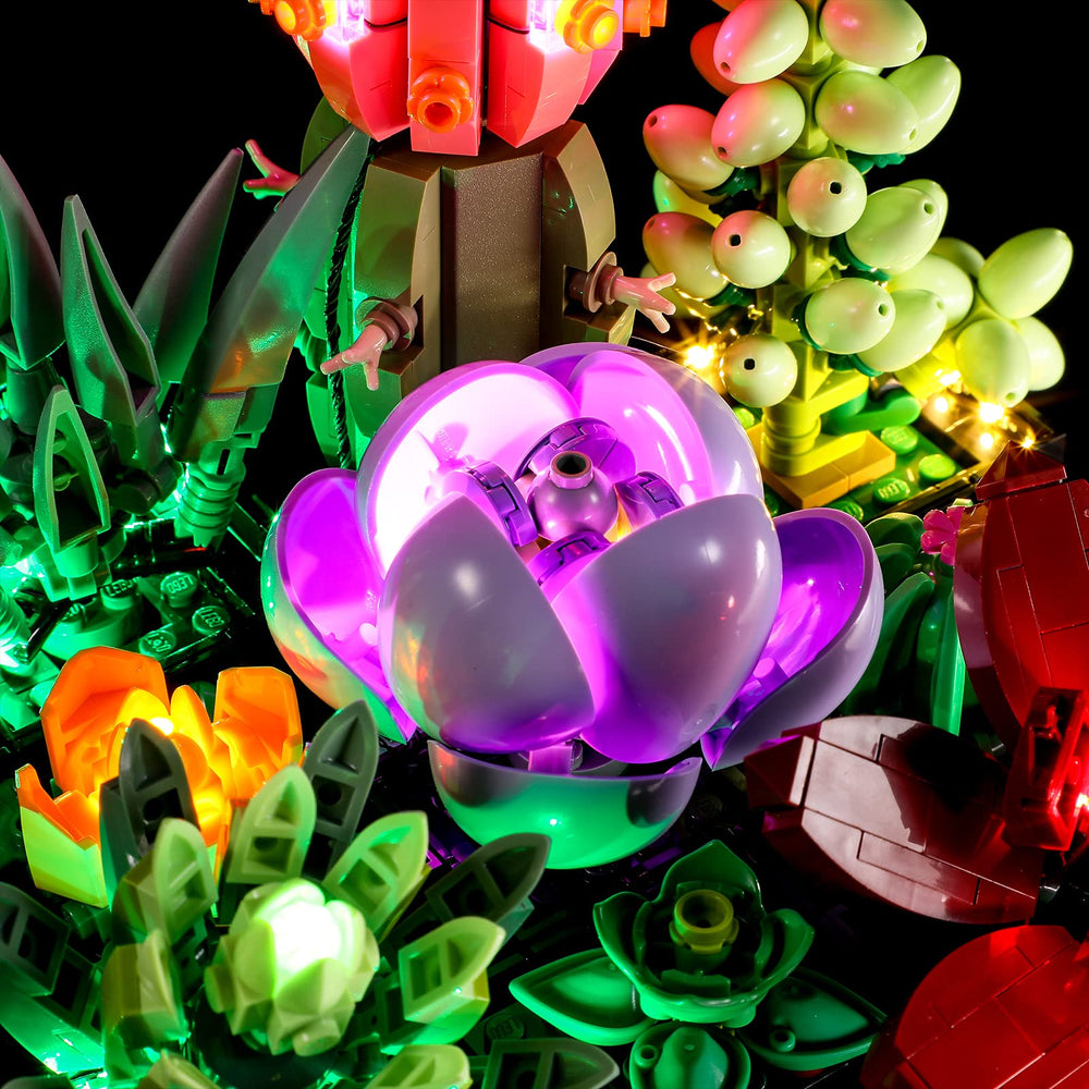 BRIKSMAX LED lighting kit for LEGO 10309 Succulents wires-hidden demonstrates clean integration