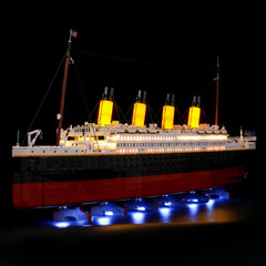 BRIKSMAX Titanic LED kit detailed cabin lighting adds realism.